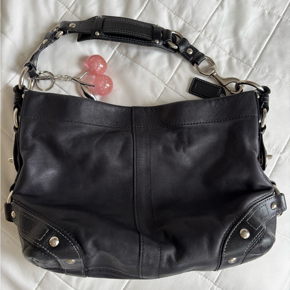💜Coach Carly Black Leather 💜 - Picture 2 of 8